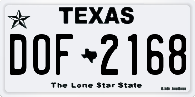 TX license plate DOF2168