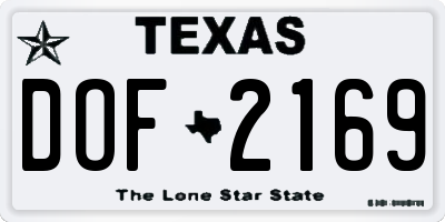 TX license plate DOF2169