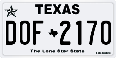 TX license plate DOF2170