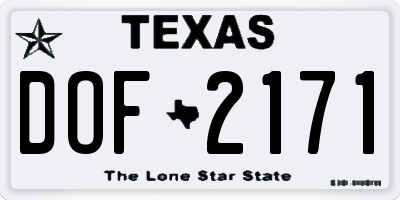 TX license plate DOF2171