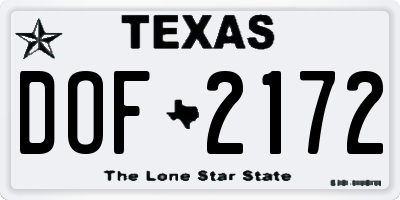 TX license plate DOF2172