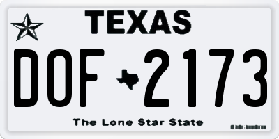 TX license plate DOF2173