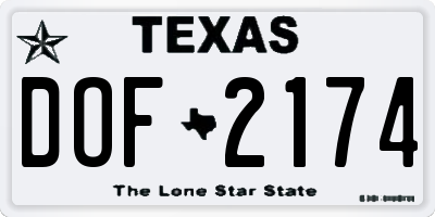TX license plate DOF2174
