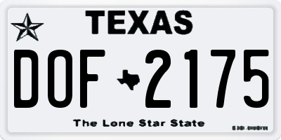 TX license plate DOF2175