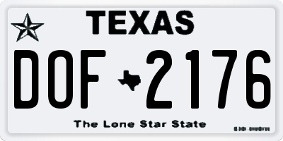 TX license plate DOF2176