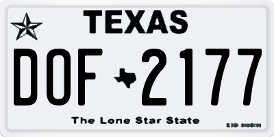 TX license plate DOF2177