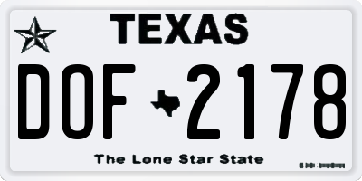 TX license plate DOF2178