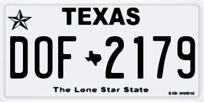 TX license plate DOF2179