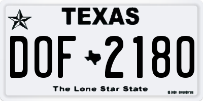 TX license plate DOF2180