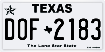 TX license plate DOF2183