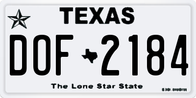 TX license plate DOF2184