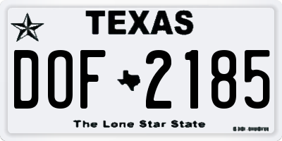 TX license plate DOF2185