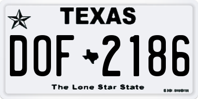 TX license plate DOF2186