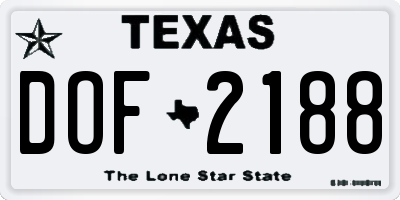 TX license plate DOF2188
