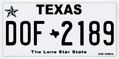 TX license plate DOF2189