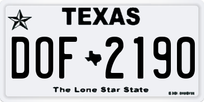 TX license plate DOF2190
