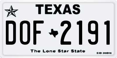 TX license plate DOF2191