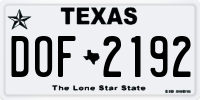 TX license plate DOF2192