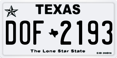 TX license plate DOF2193