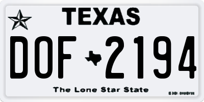 TX license plate DOF2194