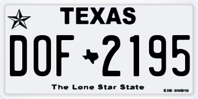 TX license plate DOF2195