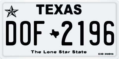 TX license plate DOF2196