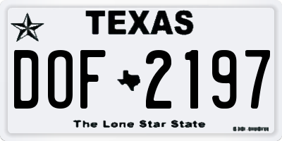 TX license plate DOF2197