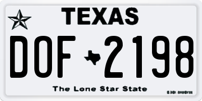 TX license plate DOF2198