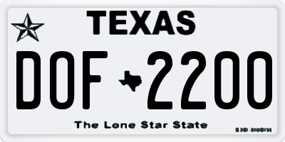 TX license plate DOF2200
