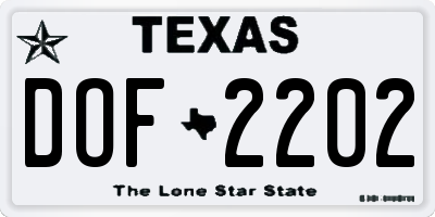 TX license plate DOF2202