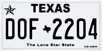 TX license plate DOF2204