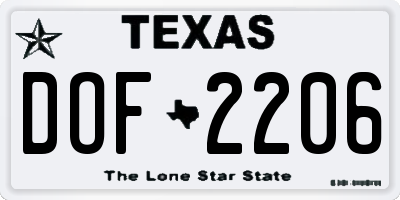 TX license plate DOF2206