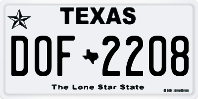 TX license plate DOF2208