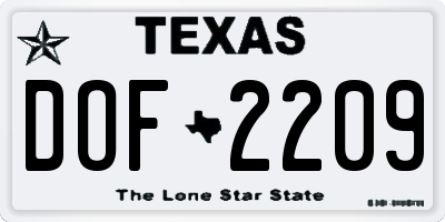 TX license plate DOF2209