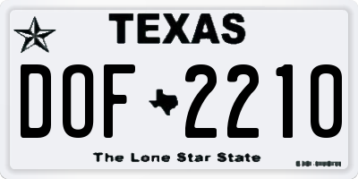 TX license plate DOF2210