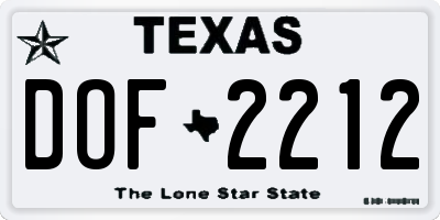 TX license plate DOF2212