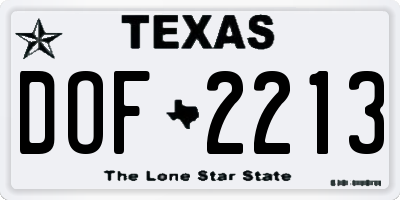TX license plate DOF2213