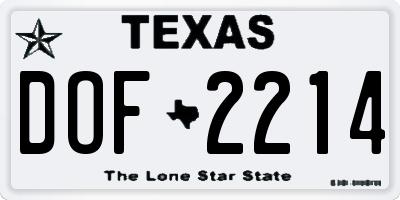 TX license plate DOF2214