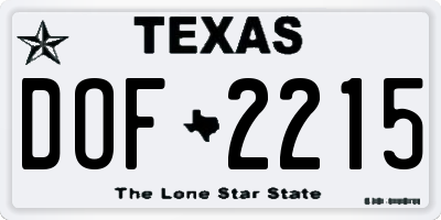 TX license plate DOF2215
