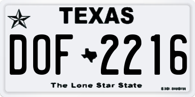 TX license plate DOF2216