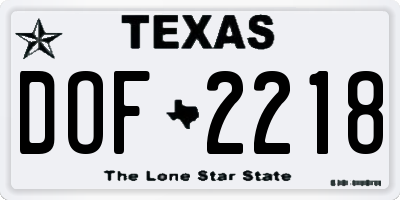 TX license plate DOF2218