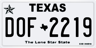 TX license plate DOF2219