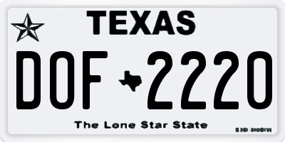 TX license plate DOF2220