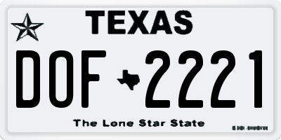 TX license plate DOF2221