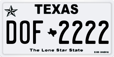 TX license plate DOF2222