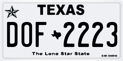 TX license plate DOF2223