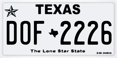 TX license plate DOF2226