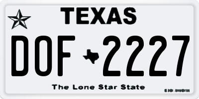TX license plate DOF2227