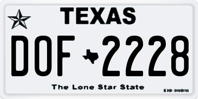 TX license plate DOF2228