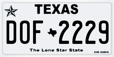 TX license plate DOF2229